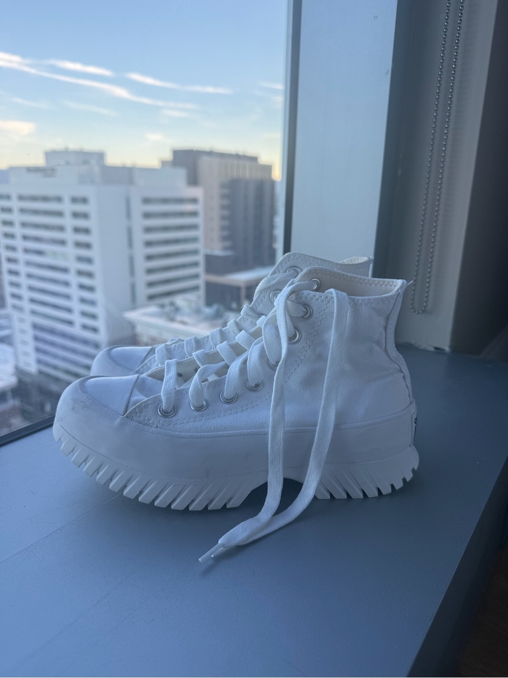 Converse High-Top White Canvas Platform Sneakers - Women's